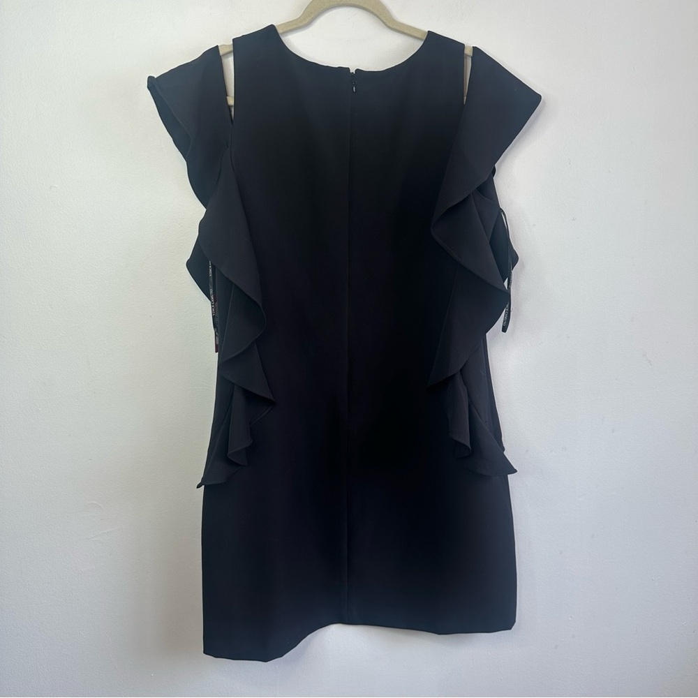 Vince Camuto Women’s NWT Black Ruffle Sleeve Dress Mini Size 14 - Picture 2 of 9